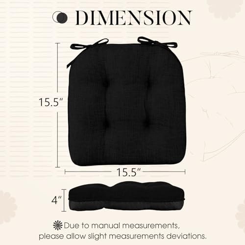Chair Cushions for Dining Chairs 4 Pack, Memory Foam Chair Cushion with Ties - Bild 2 von 7