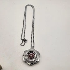 Vintage Author Pendant Necklace Watch Womens Silver Tone Floral Shock Resistant