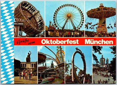 Munich Germany Oktoberfest Amusement Rides And Attractions Postcard