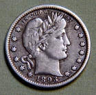 1893 O Silver Barber Quarter US 25 Cent - XF / EF Details - Lot 1710