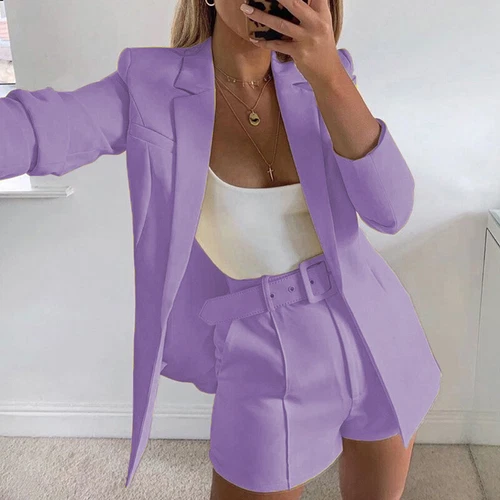 Ladies Formal Co-ord Jacket Coat+Shorts Work OL Blazer Suits Outfit 2025 New - Picture 4 of 24