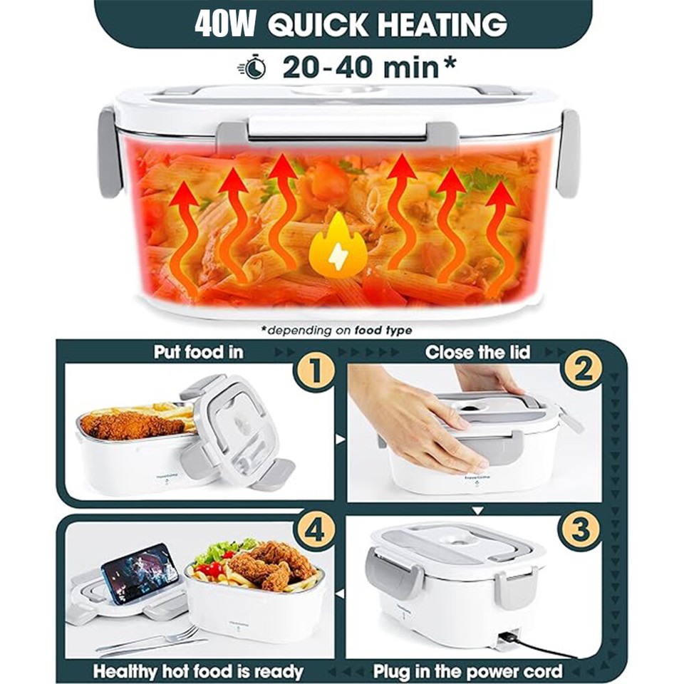 Electric Lunch Box Food Heater Leakproof Portable Microwave Car Heated