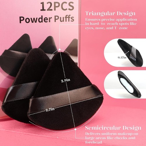 12pcs Powder Puffs for Face Powder Triangle Powder Puff for Loose and Cosmetic F - Picture 3 of 9