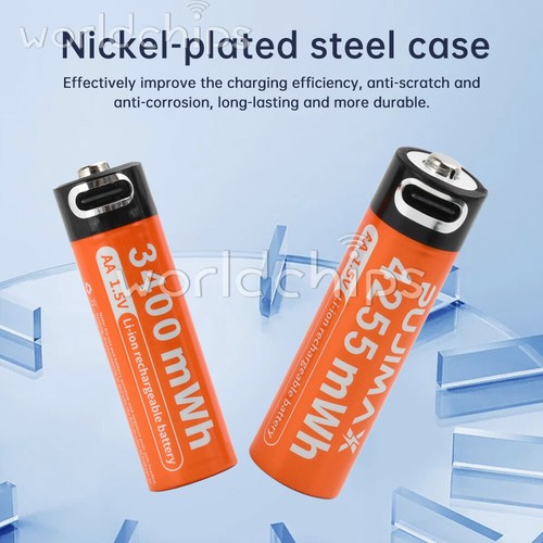 AAA or AA Battery Rechargeable USB Type-C Li-Ion 1.5V 1100mWh 3400mWh 4255mWh - Picture 6 of 29