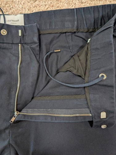 L'Estrange London The 24 Pantalone Pantalone Pantalone Coulisse Uomo Taglia XL Blu Navy - Foto 9 di 15