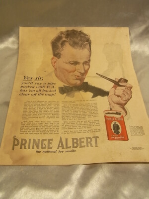 ALTES WERBEPLAKAT PFEIFE TABAK PRINZ ALBERT TOBACCO REYNOLDS 1921