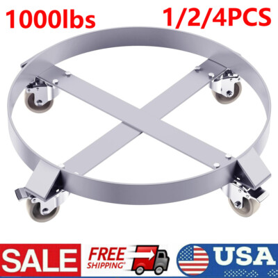 1/2/4PCS 55 Gallon Drum Dolly Heavy Duty Barrel Cart 1000lbs w/ Swivel Casters