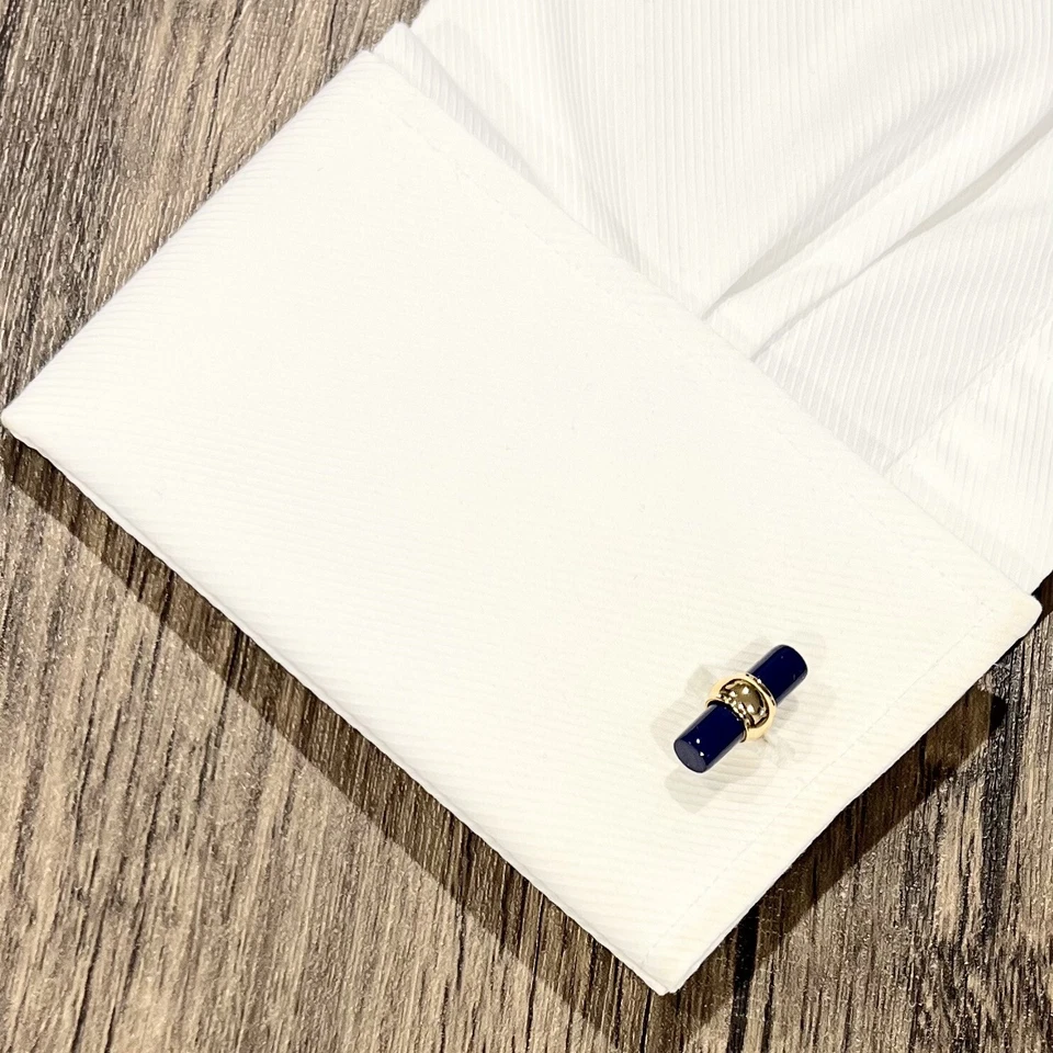 Gemelos cadena cilíndrica estrella de mar y piedra para hombre regalo día del padre cumpleaños Foto 3 de 4