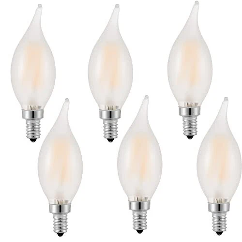 E12 Candelabra Bulb 60watt Frosted LED Chandelier Frosted Glass 2700K 6w 6pack
