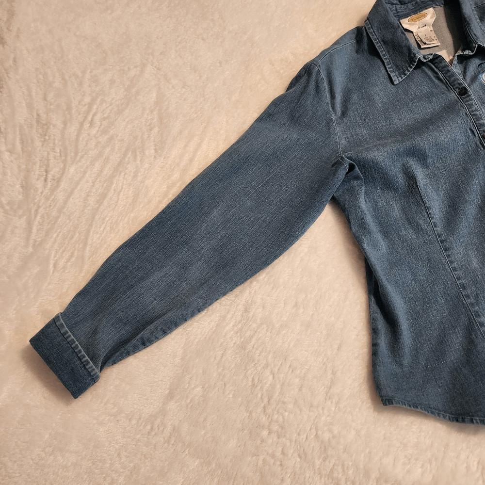 Talbots Stretch Womens Collared Button Front Long… - image 5