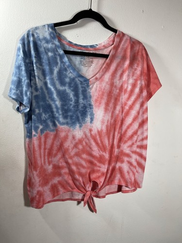 Patriotic Crop Shirt Hem Tie Size 