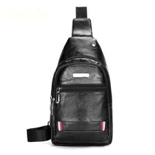 1pc Large Capacity Waterproof Men's Chest Bag - Multi-Functional Pu Leather Cros
