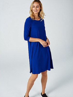 Coco Bianco 3/4 Arm Kleid einfarbig Göttin blau Größe XL
