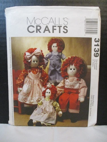 McCall's Crafts Pattern 3139 16" & 22" Dolls & Clothes Uncut Dress Shirt Overall