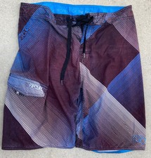 Men's Rip Curl Striped Boardshorts- Size 34- Side Pocket- Drawstring- QuickDry