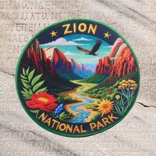 Zion National Park Patch Iron-On Embroidered Applique Nature Badge Souvenir