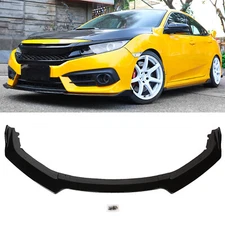 Glossy Black Front Bumper Splitter Spoiler Lip Fit For 2016-2021 Honda Civic