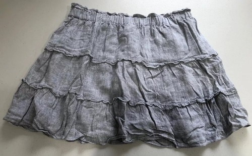 Grey Flare Skater Linen Summer Cool Skirt Sz 8