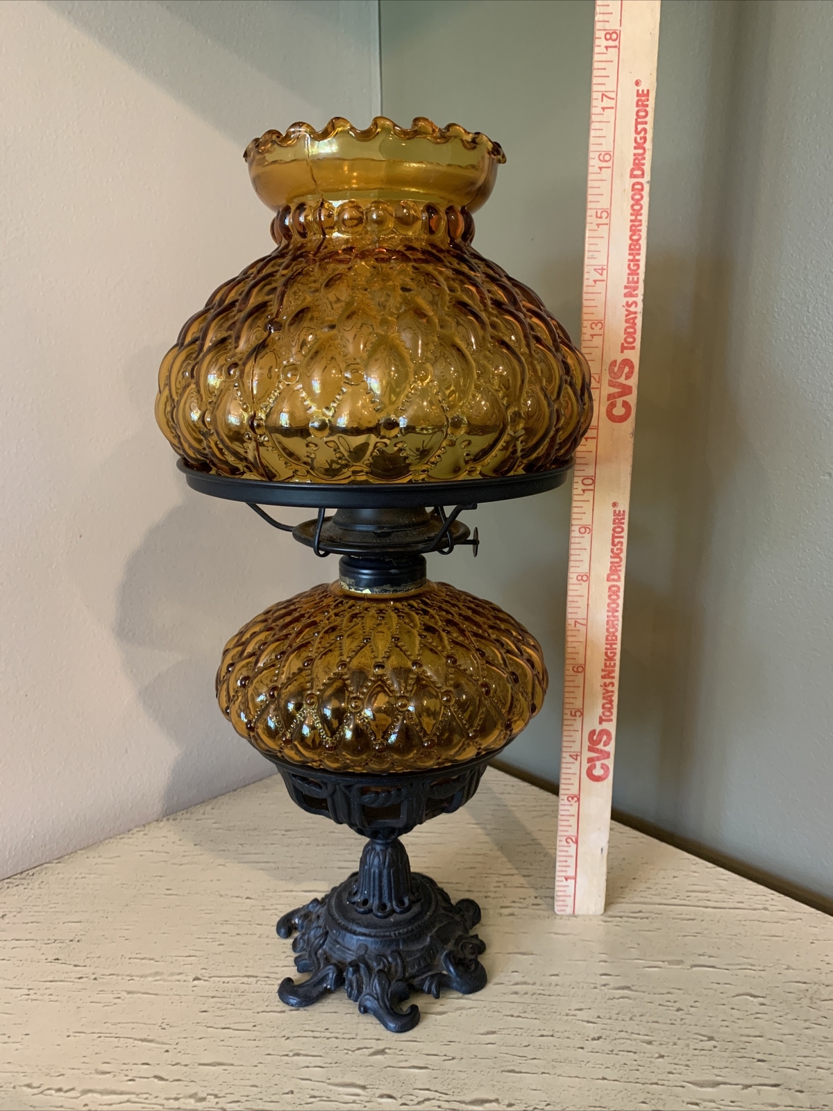 amber glass lamps from the 1970