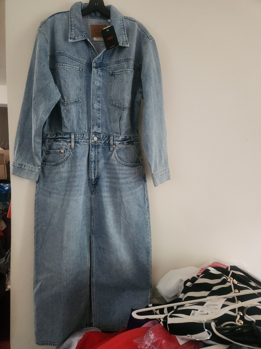 Levi's Western Denim Shirt Dress Feeling This-medium Wash Sz 32 BNWT | eBay