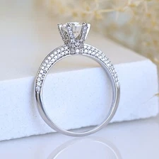 1ct Moissanite Round Cut Solitaire Engagement Ring Sterling Silver 4.5-9 S13A