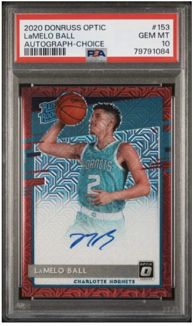 2020-21 Donruss Optic LAMELO BALL Rated Rookie Choice Auto PSA 10 