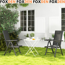 Garden Chairs Set of 2 Aluminium Frame Folding with Breathable Mesh Back Black