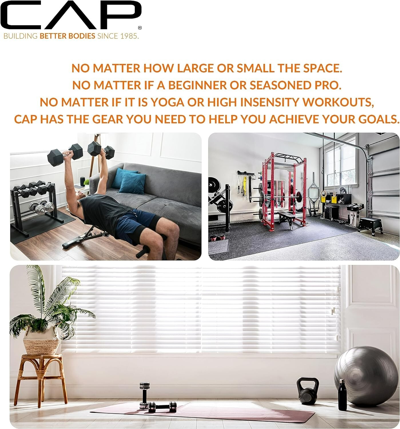 CAP Barbell 20lb Rubber Coated Hex Dumbbell Hand Weight Single Dumbbell Home Gym