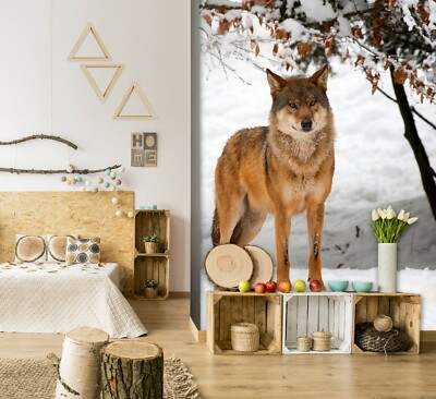 3D Wolf Snow ZHUA426 Wallpaper Wall Murals Removable Self-adhesive Zoe