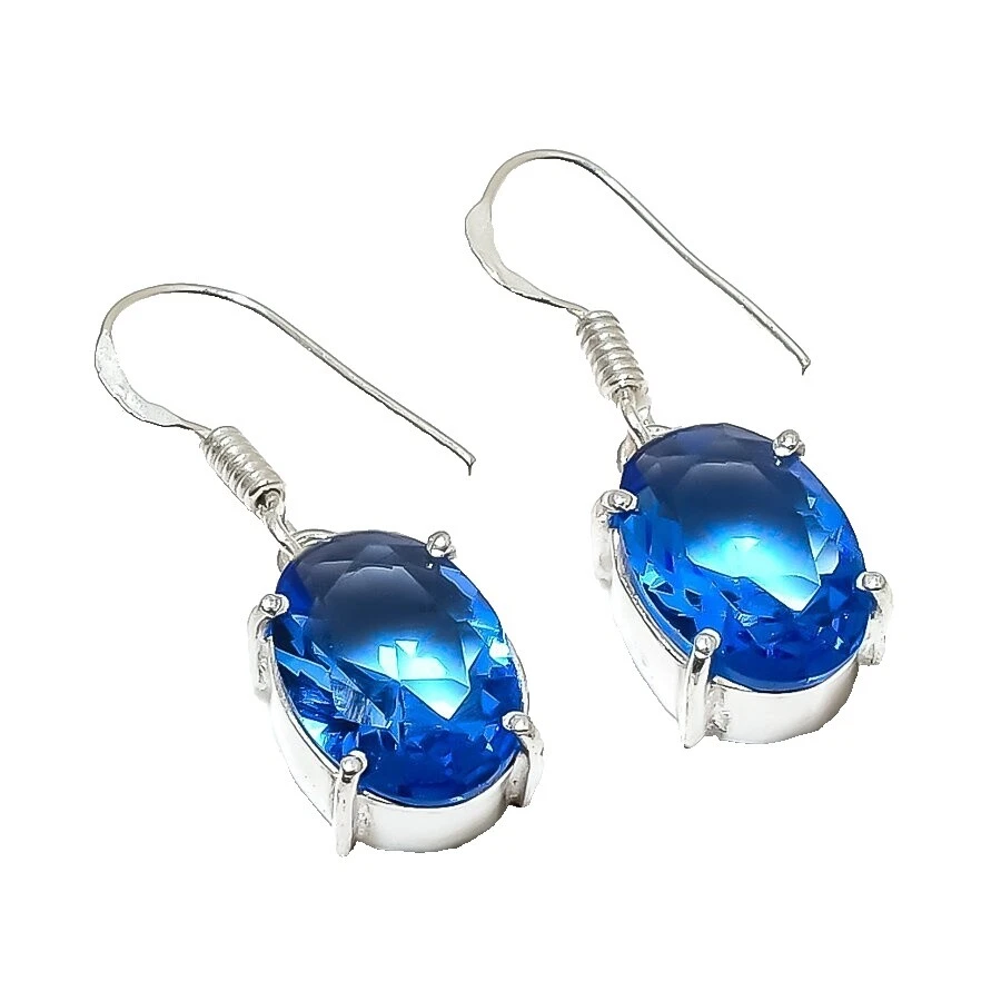 Tanzanite Brincos de Moda de Pedra Folheado a Prata