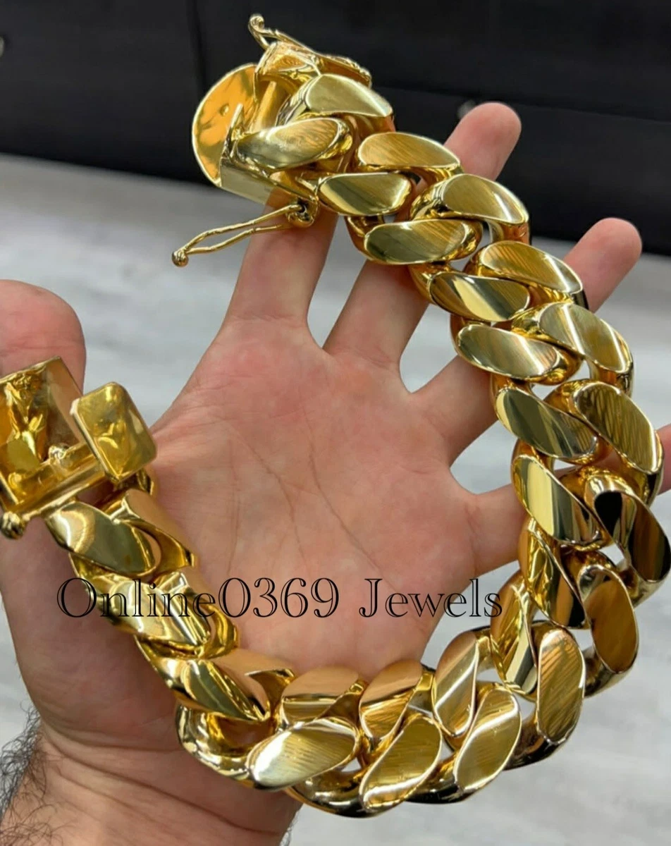 Men\'s Custom solid 1/2 Kilo Cuban Link Bracelet 14k Yellow Gold Plated  Silver | eBay