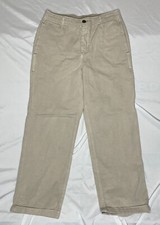 Free People Pants Beige Khaki 100 Cotton Mid Rise Button Fly Women's Sz. 25