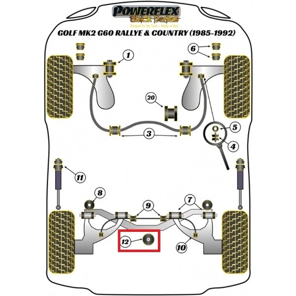 Boccole Powerflex PFR85-270BLK Black Series per VW Golf II III Passat B3 B4 4WD - Immagine 2 di 4