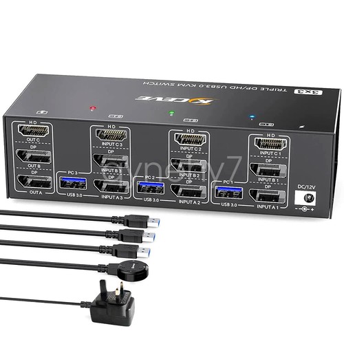 Triple Monitor HDMI+2*DisplayPort KVM Switch 3 PCs 3 Monitors 8K@60Hz Switcher - Photo 27/28