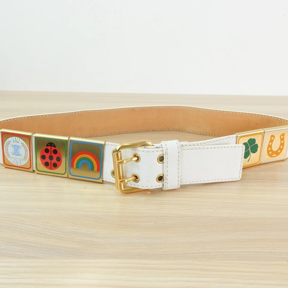 Cinturón CELINE 80 32 Pequeño Western Ecuestre Rugby Hebilla Dorada Logo RARO 2004 Y2K Foto 2 de 4