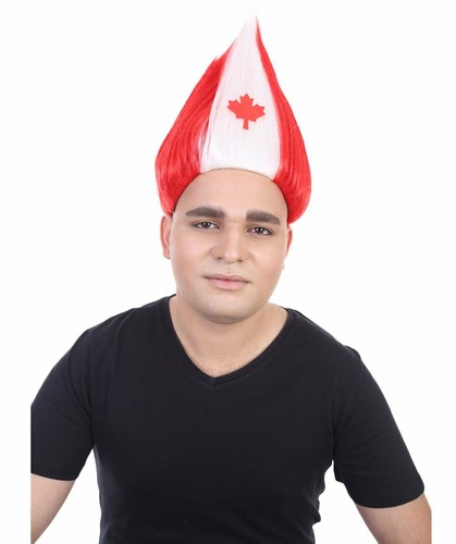 World Cup Canada National Flag Short Trolls Wig Hair Soccer Fans Cheering HM-125 - Picture 2 of 25