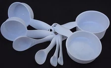 Kitchen Measuring Cups And Spoons Nesting 8 Piece Set White Plastic
