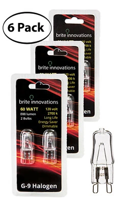 Brite Innovations G9 Halogen Bulb, 60 Watt, 120V Q40, CL,T4 JD Type Dimmable