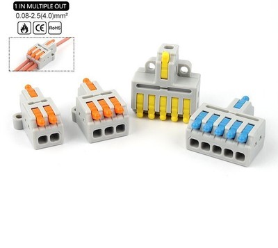Multiple Out Quick Cable Connectors with Screw Hole Push In Splice Terminals Set