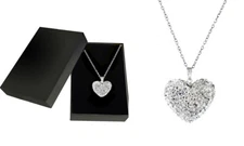 White Bubble Heart Necklace in 925 Sterling Silver made with Swarovski