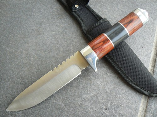Cuchillo militar de color madera hoja fija caza supervivencia campamento pegatina cerdo - Aus - Imagen 2 de 4