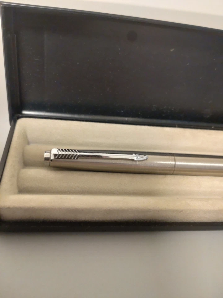 Vintage Parker Füllfederhalter Edelstahl silber im Etui Füller Made in France - Bild 4 von 4