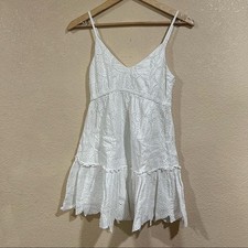 Minkpink White Nirvana Embroidered Leaf Swing Mini Dress XS