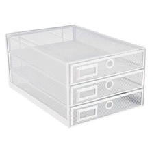 Annova 3-Tier Wire Mesh Desk Organizer w/ Sliding Drawers Paper Sorter