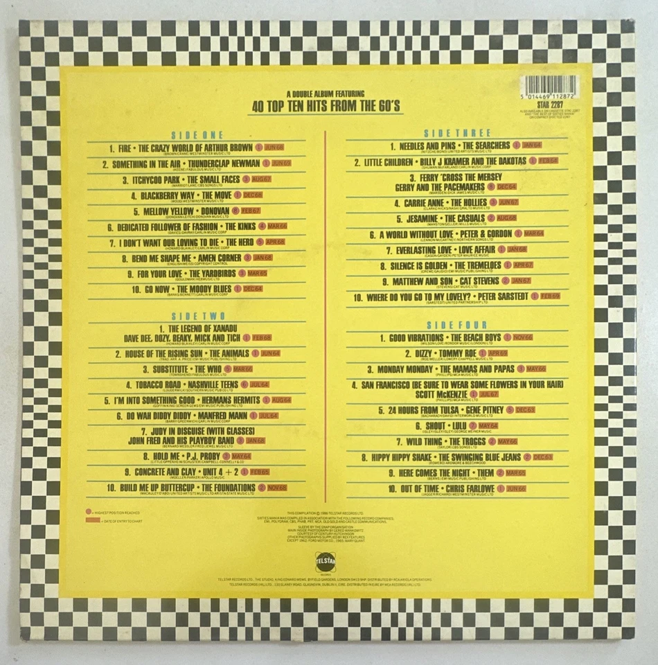 Various, Sixties Mania - Rock Pop 2 x Vinyl LP Record 1986 (STAR 2287) EX / EX - Image 3 of 4