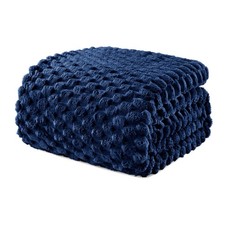 King Size Fleece Blanket 90x104 Inch Navy Blue Soft Cozy Warm Plush All Season