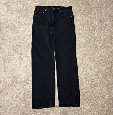 Levi's 505 Men's Black Denim Jeans Straight Leg Regular Fit Mid Rise Zip