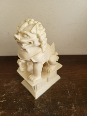 Chinese Stone Guardian Lion Carved Foo Dog Statue 4'' 