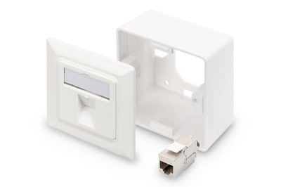 DIGITUS Set: 1-Port Netzwerkdose   1 Stück   Mit 1x Cat6A Keystone-Modul  