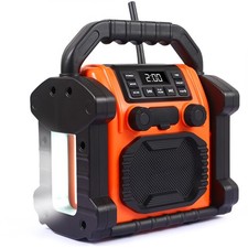 Jobsite Radio Bluetooth Speaker, 30W IPX 66 Waterproof FM Clock Radio Portabl...